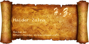 Haider Zolna névjegykártya
